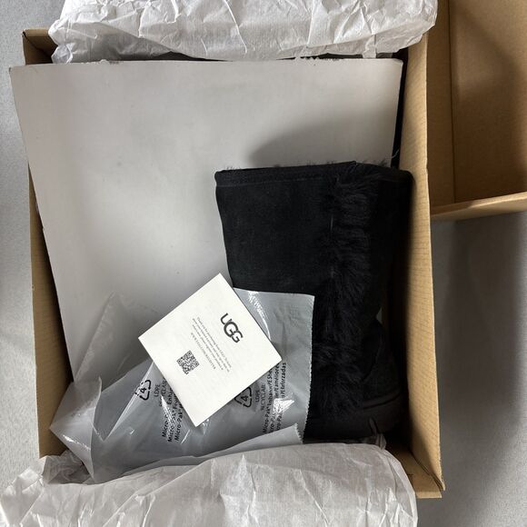 Womens UGG Boots Black Sunburst Short Suede Wool Sz 5 (fits 6) #1130726 $180 - Picture 15 of 16